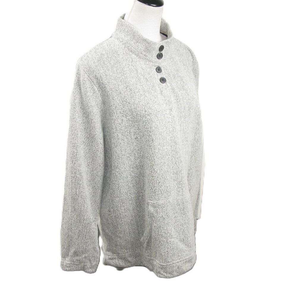 Orvis Light Gray Partial Button Mock Neck Pull Ov… - image 3